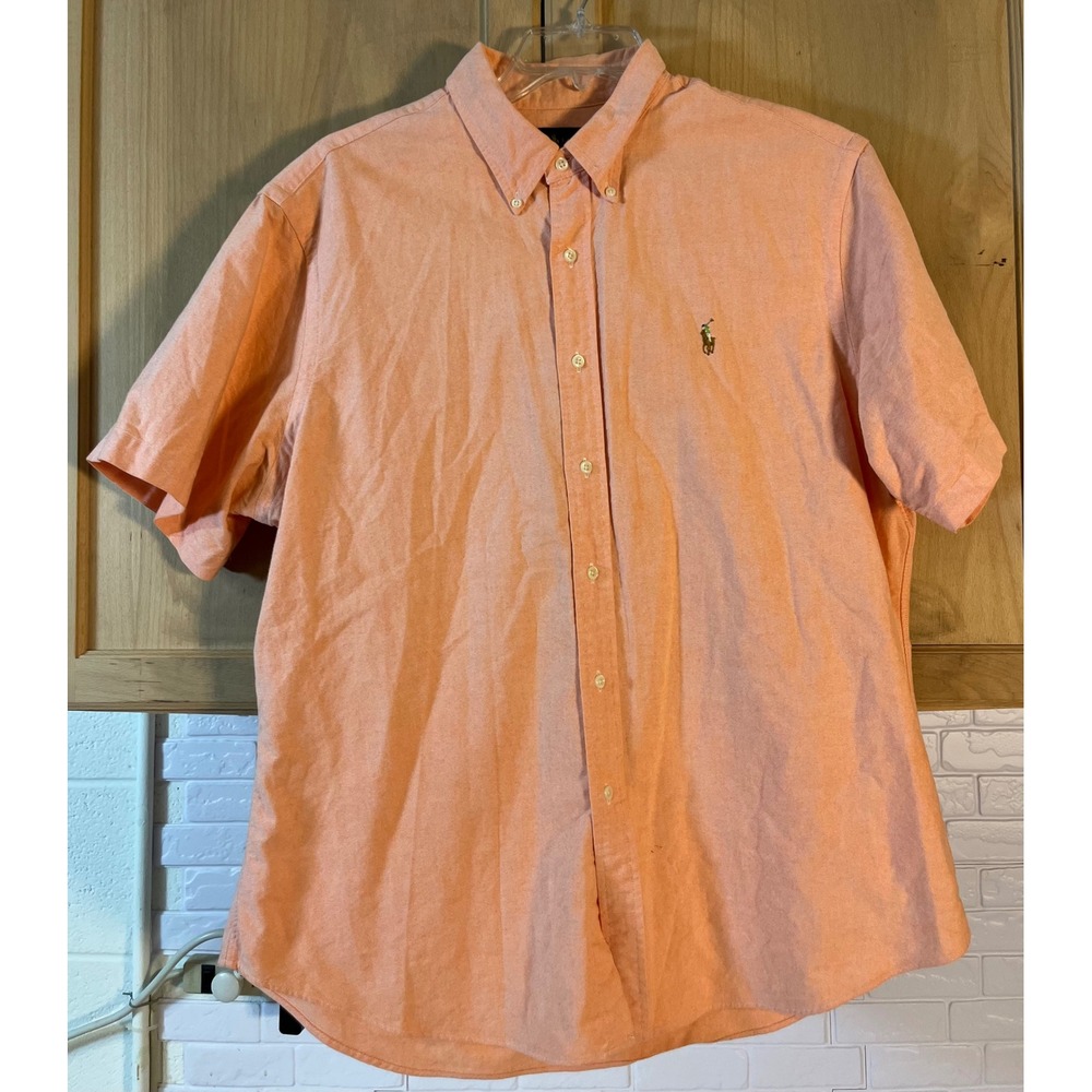 Ralph Lauren Short-Sleeve Button-Down Shirt in Peach